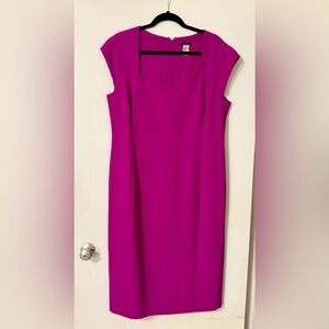 Ann Taylor Fuchsia Cap-Sleeve Midi Dress